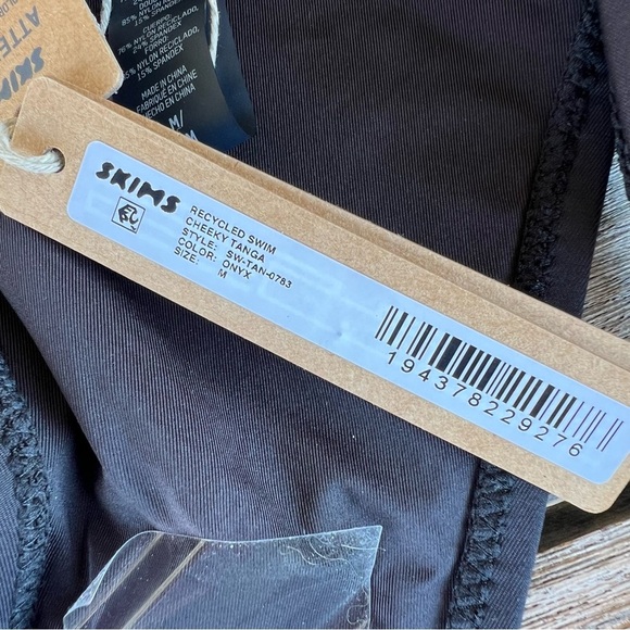 SKIMS Cheeky Tanga Bikini Bottom Onyx Black Sexy Swimwear SW-TAN-0783 Med NWT - Picture 8 of 11